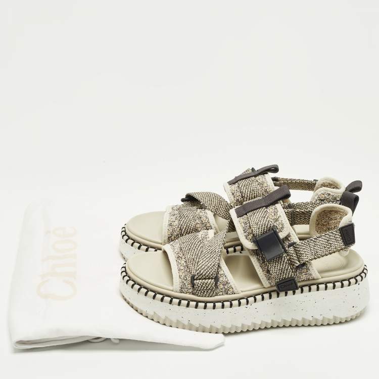 Pre Owned Chloé Lilli Size 39 Multicolor Fabric Slingback Sandals