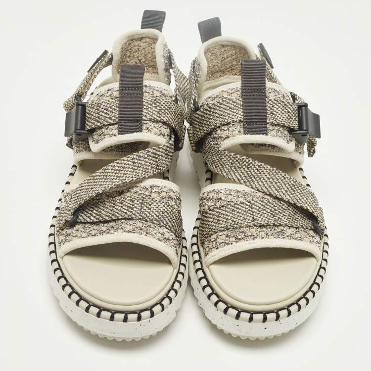 Pre Owned Chloé Lilli Size 39 Multicolor Fabric Slingback Sandals