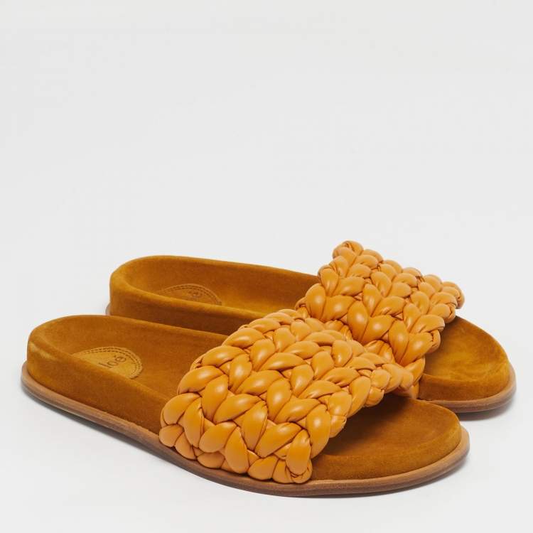 Pre Owned Chloe Kacey Size 36 Brown Woven Leather Flat Sandals