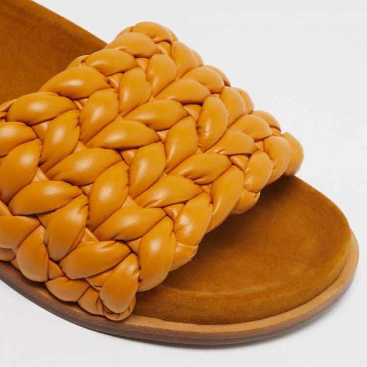 Pre Owned Chloe Kacey Size 36 Brown Woven Leather Flat Sandals