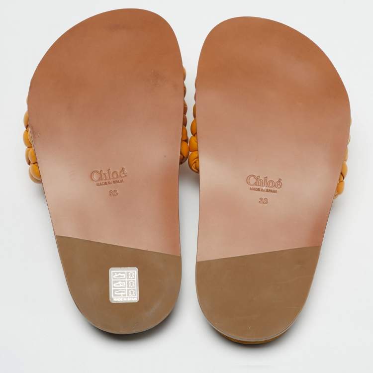 Pre Owned Chloe Kacey Size 36 Brown Woven Leather Flat Sandals