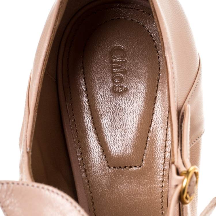 مملوكة مسبقًا Chloe Beige Leather Bow Strap Sandals Size 41