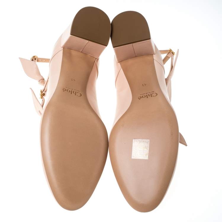 مملوكة مسبقًا Chloe Beige Leather Bow Strap Sandals Size 41