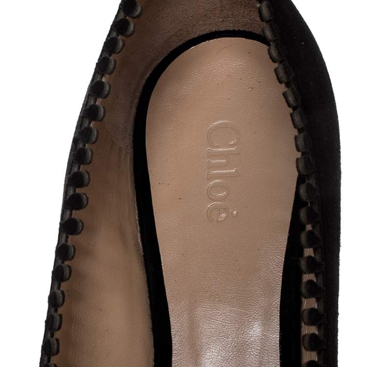 Pre Owned Chloe Black Suede Ballet Flats Size 39.5