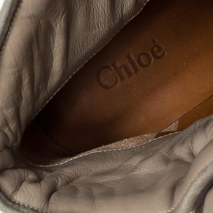 مملوكة مسبقًا Chloe Beige Soft Leather Ankle Boots Size 40