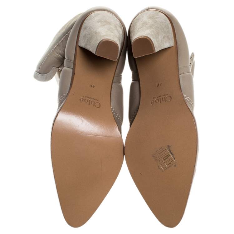 مملوكة مسبقًا Chloe Beige Soft Leather Ankle Boots Size 40