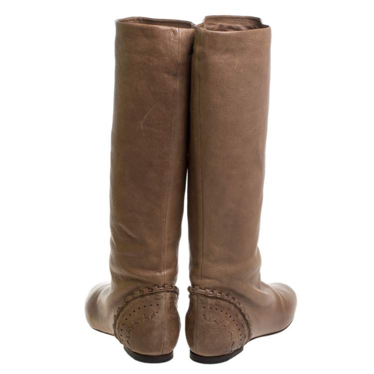 مملوكة مسبقًا Chloe Brown Leather Knee Length Boots Size 40