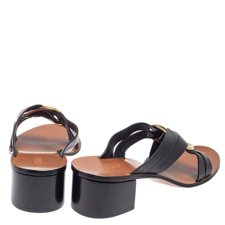Pre Owned Chloe Black Leather Rony Slide Sandals Size 39
