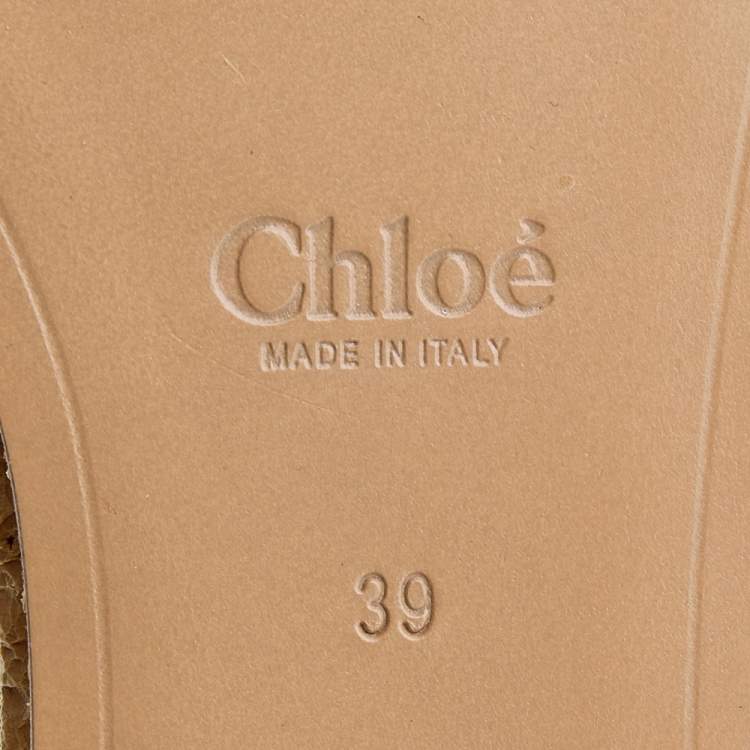 Pre Owned Chloe Black Leather Cork Wedge Platform Slide Sandals Size 39
