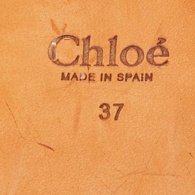 Pre Owned Chloe Black Suede Leather Espadrille Platform Slide Sandals Size 37