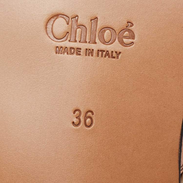 Pre Owned Chloe Tan Strappy Leather Flat Slide Sling Sandals Size 36