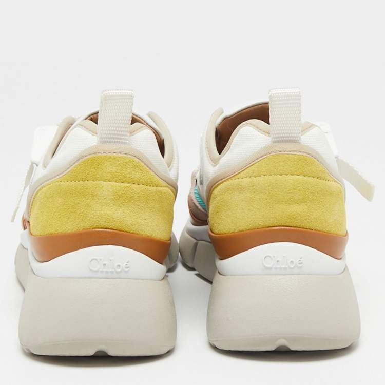 Pre Owned Chloe Multicolor Leather, Mesh and Suede Sonnie Low-Top Sneakers Size 37