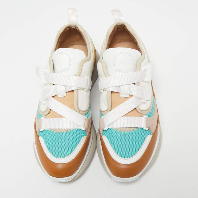 Pre Owned Chloe Multicolor Leather, Mesh and Suede Sonnie Low-Top Sneakers Size 37