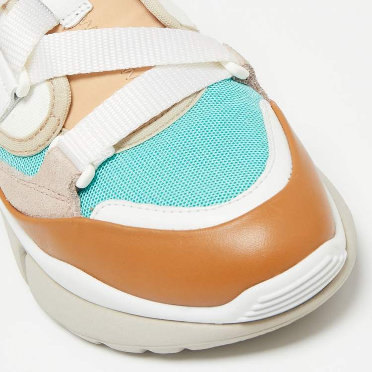 Pre Owned Chloe Multicolor Leather, Mesh and Suede Sonnie Low-Top Sneakers Size 37