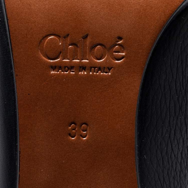 مملوكة مسبقًا Chloe Black Leather Mid-Calf Buckle Boots Size 39