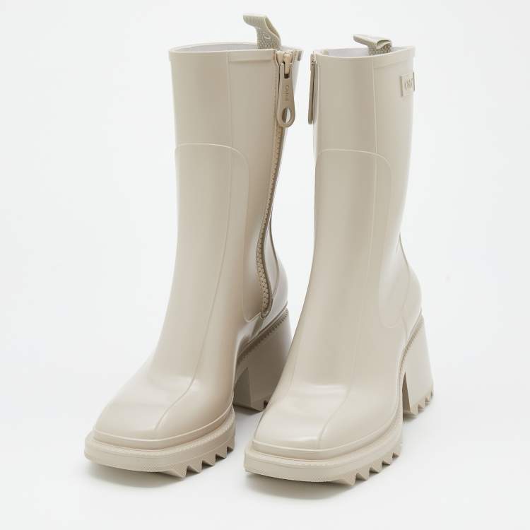 Pre Owned Chloe Nomad Beige Rubber Betty Rain Boots Size 39