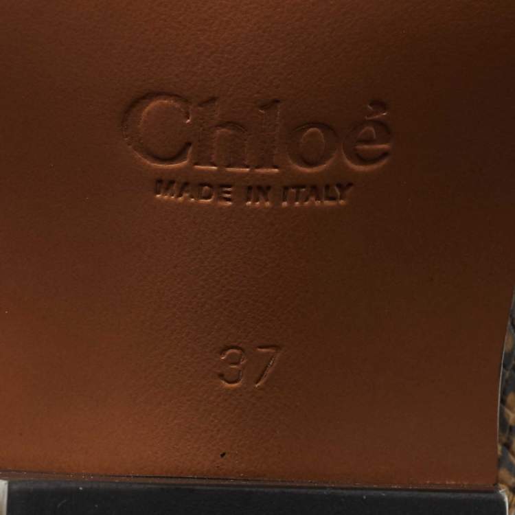 Pre Owned Chloe Yellow/Black Python Embossed Leather Rylee Ankle Boots Size 37
