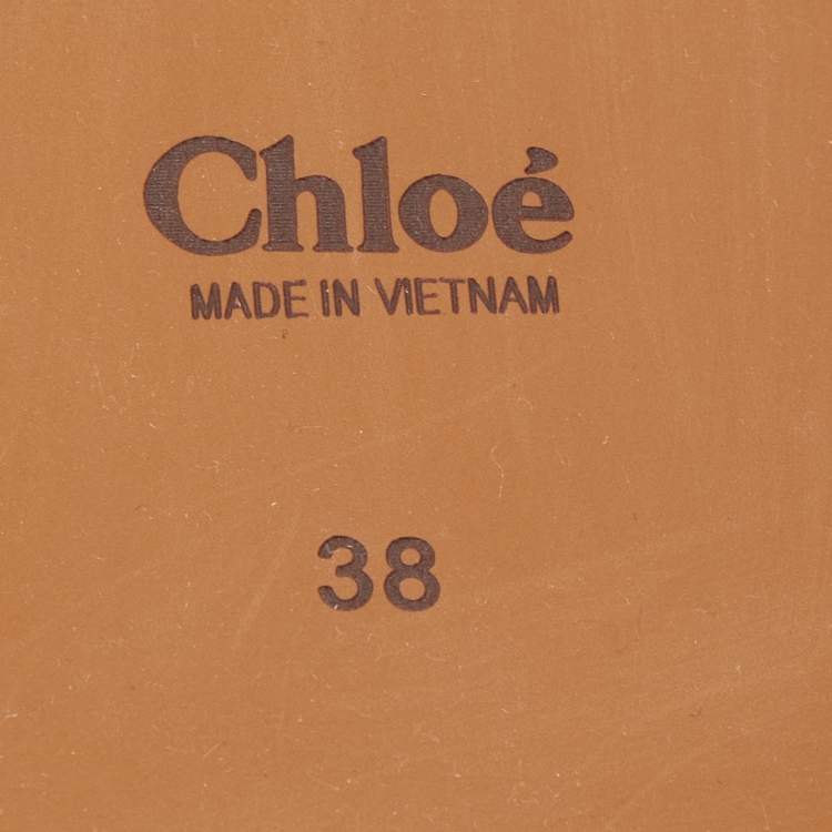 Pre Owned Chloe Off White Logo Print Canvas Woody Flat Slides Size 38