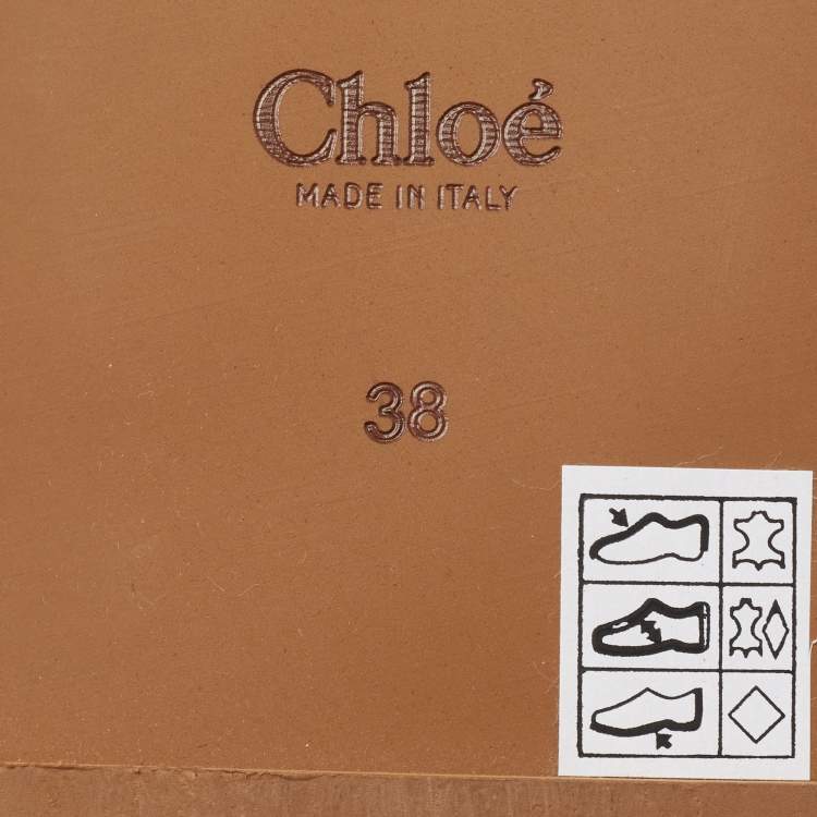 Pre Owned Chloe Black Leather Logo Embroidered Woody Flat Slides Size 38