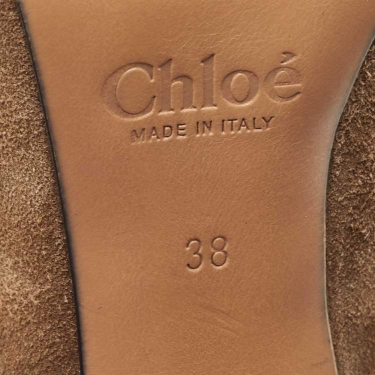 Pre Owned Chloe Brown Suede Tassel Tie Ankle Booties Size 38