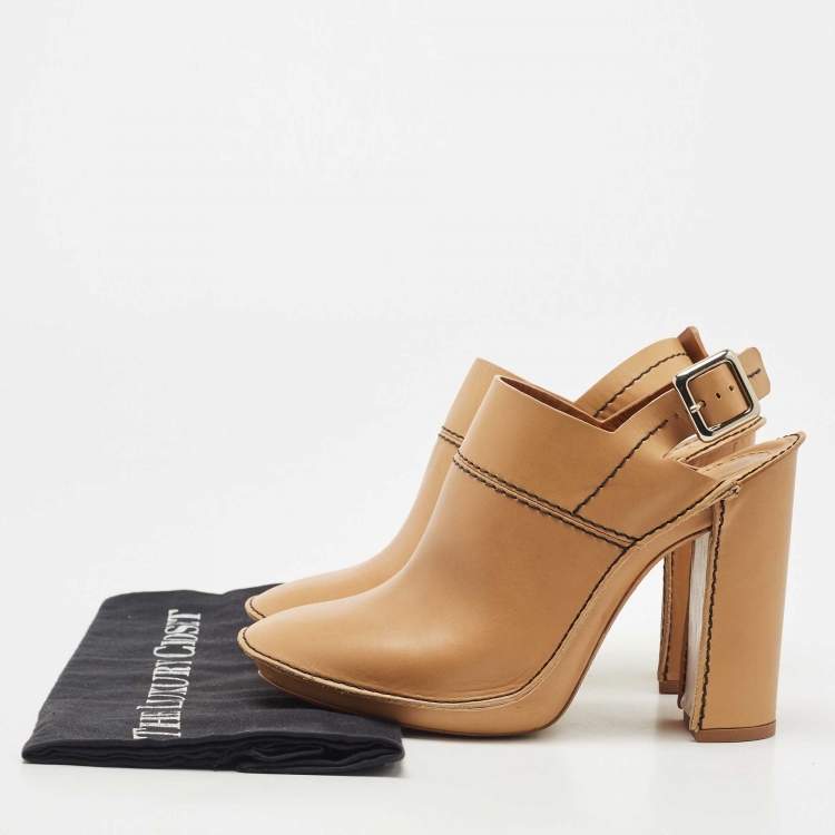 Pre Owned Chloe Tan Leather Slingback Pumps Size 39