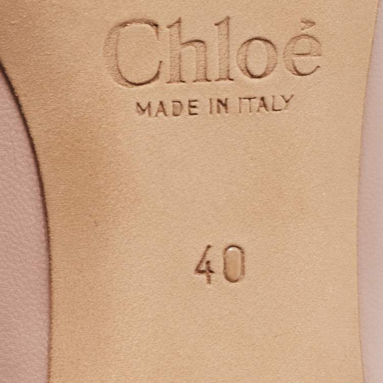 Pre Owned  Chloe Dusty Pink Leather Scalloped Block Heel Pumps Size 40