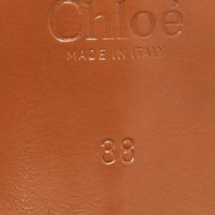Pre Owned Chloé Black Leather  Rony Slides Block Heel Sandals Size 38