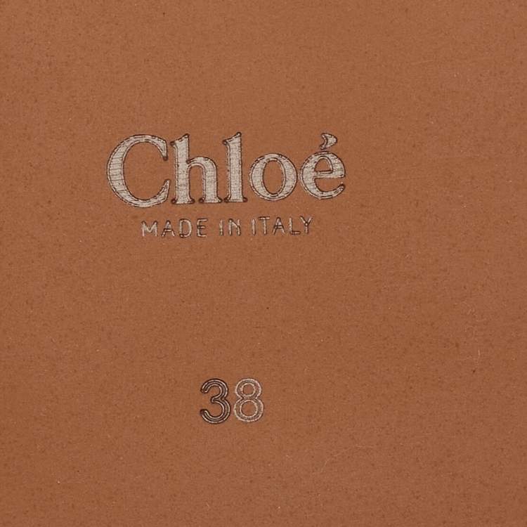 Pre Owned Chloé  White Logo Canvas Woody Flat Slides Size 38