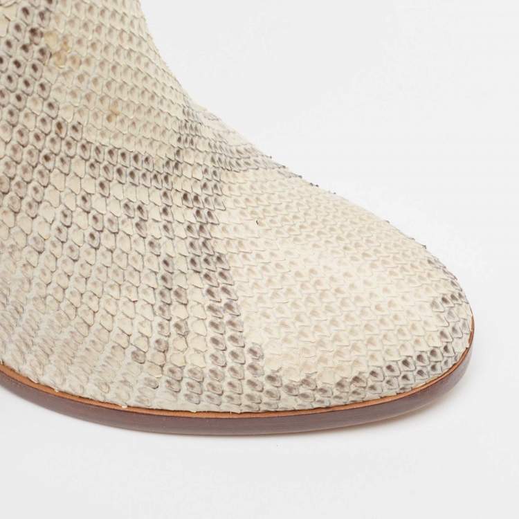 Pre Owned Chloé Two Tone Python Leather Adelie Mid Calf Boots Size 41.5 