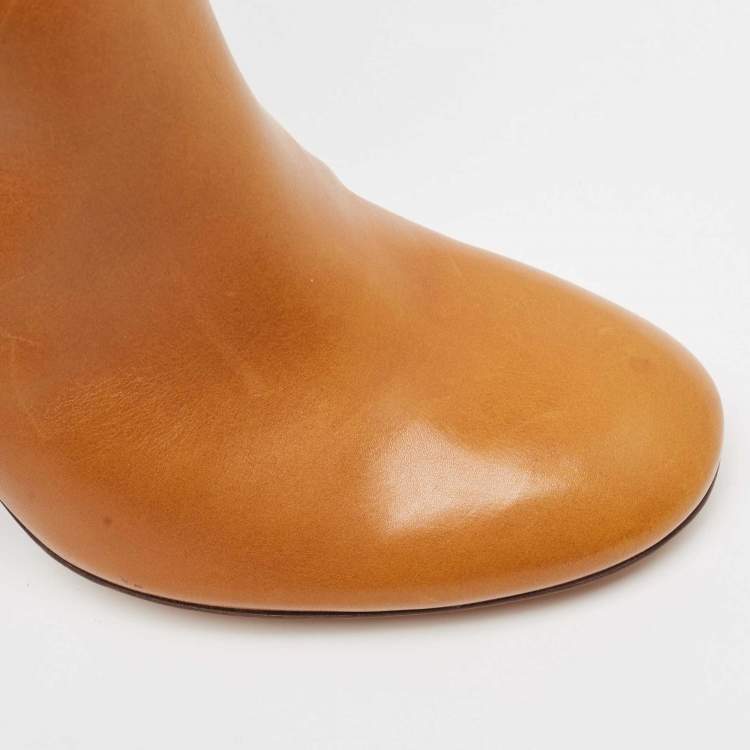 Pre Owned Chloe Brown Leather Knee Length Boots Size 41