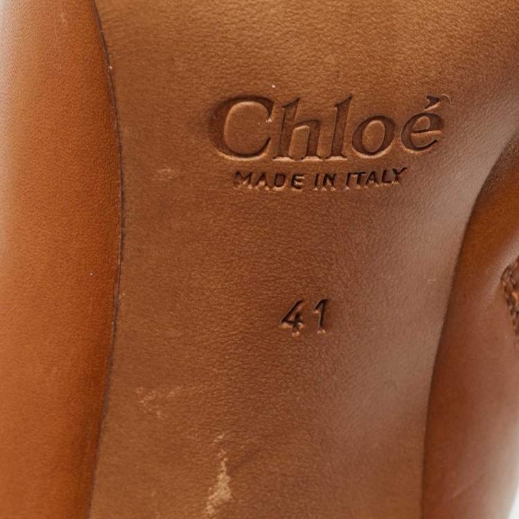 Pre Owned Chloe Brown Leather Knee Length Boots Size 41
