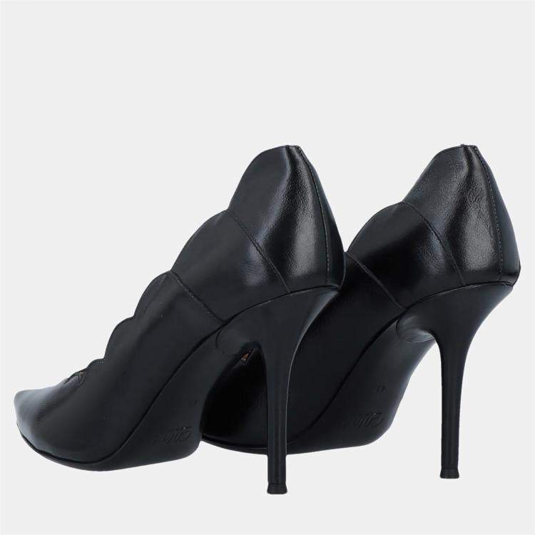 Pre Owned Chloe Leather Scalloped Pointed Toe Pumps 41
