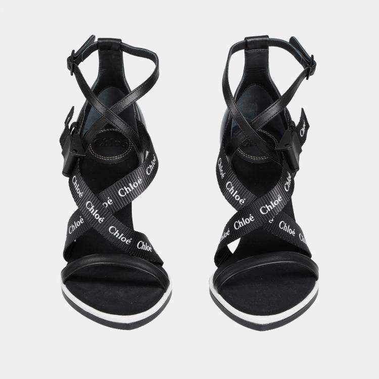 Pre Owned Chloe Leather Ankle Strap Sandals 36