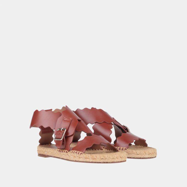 Chloe Leather Scalloped Flat Sandals 36 Chloe TLC