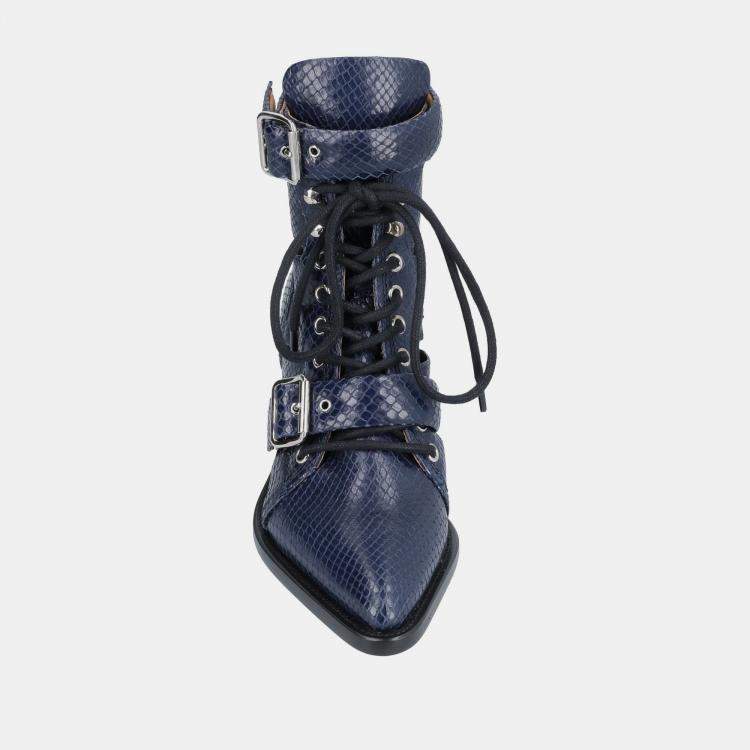 Pre Owned Chloe Snakeskin Embossed Leather Ankle Boots 37