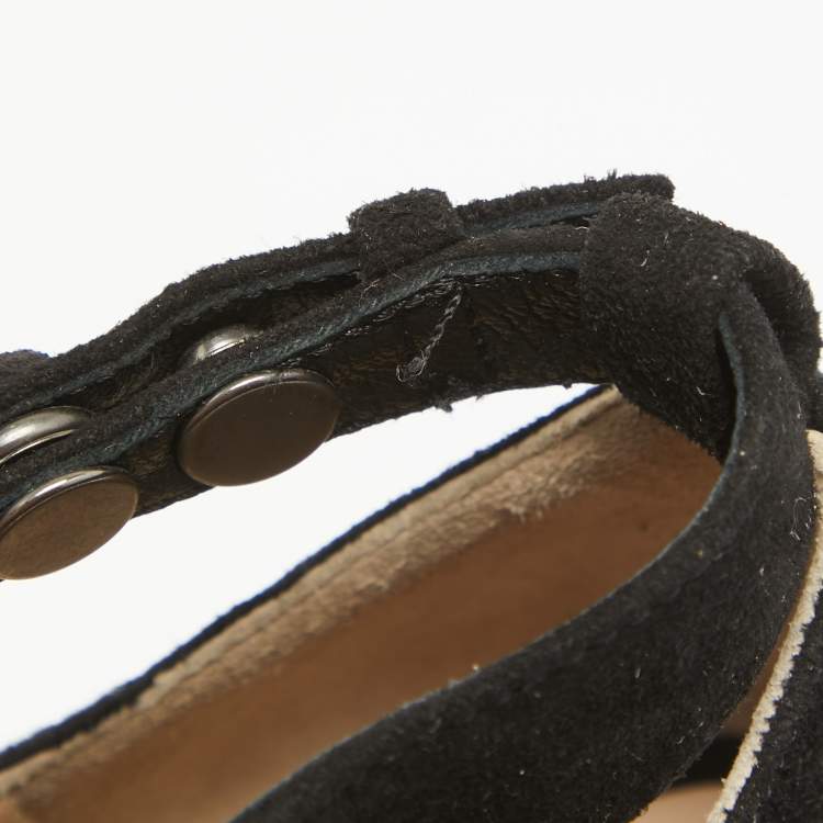 Pre Owned Chloe Black Suede Zip Up Booties Size 39.5   