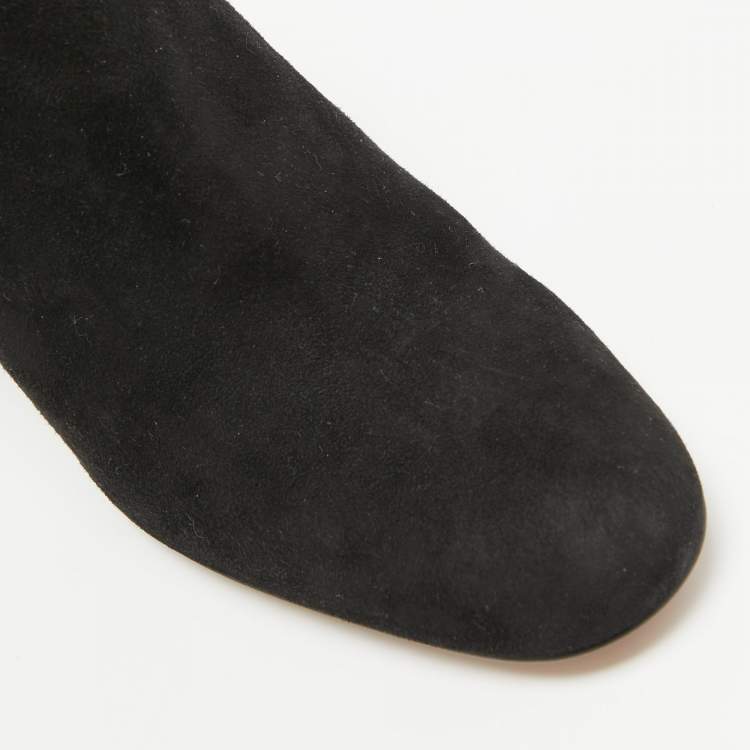 Pre Owned Chloe Black Suede Zip Up Booties Size 39.5   