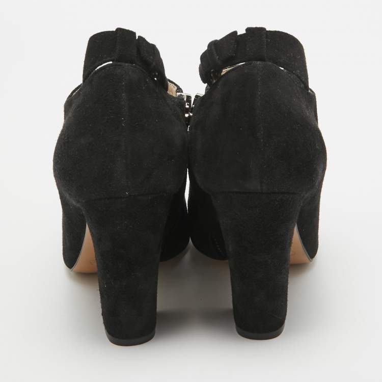 Pre Owned Chloe Black Suede Zip Up Booties Size 39.5   