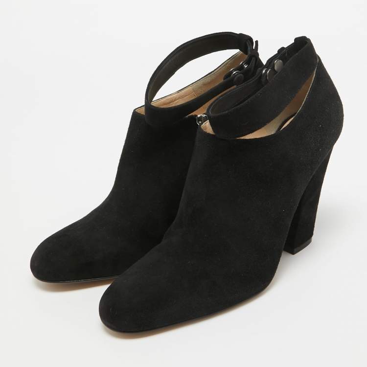 Pre Owned Chloe Black Suede Zip Up Booties Size 39.5   