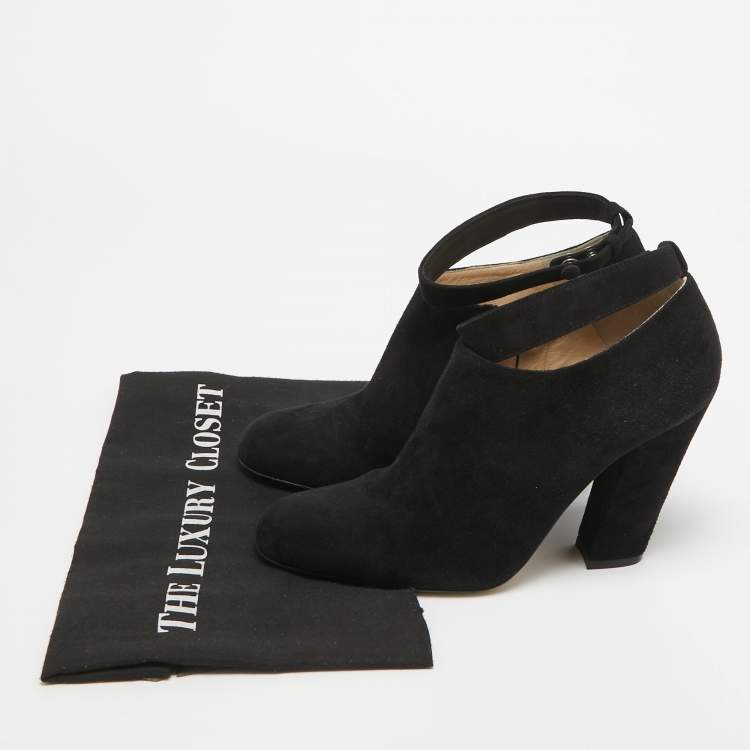 Pre Owned Chloe Black Suede Zip Up Booties Size 39.5   