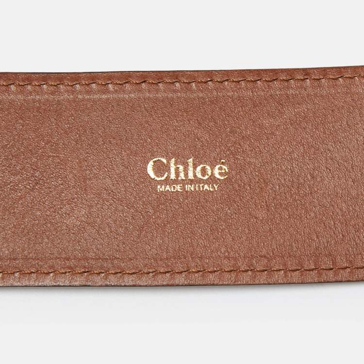 Pre Owned Chloe Brown Leather and Elastic Band Waist Belt