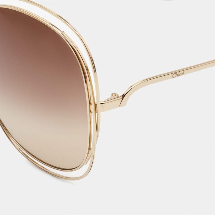 Pre Owned Chloe Brown/Gold Gradient CE126S Frame Oversized Sunglasses
