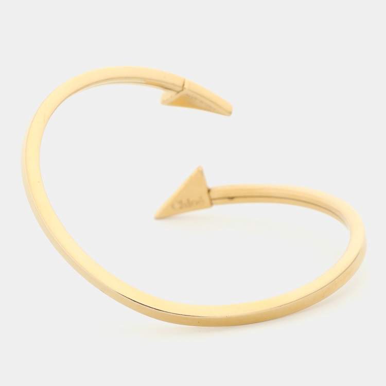 Pre Owned Chloe Gold Tone Metal Open Cuff Bracelet
