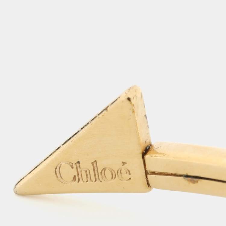 Pre Owned Chloe Gold Tone Metal Open Cuff Bracelet