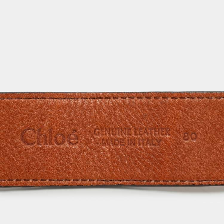 Pre Owned Chloe Tan Leather Buckle Belt 80CM