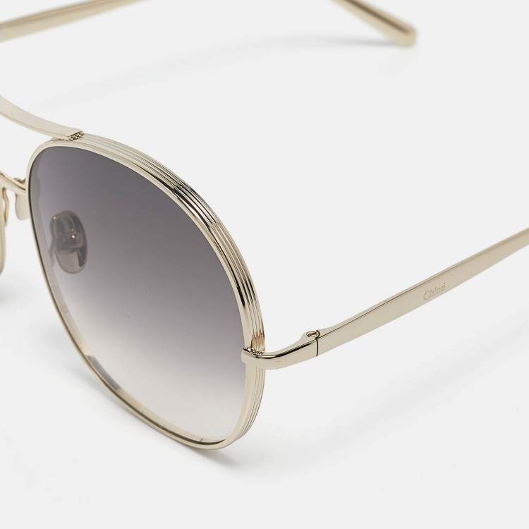 Pre Owned Chloé Light Grey Gradient CE128S Round Sunglasses