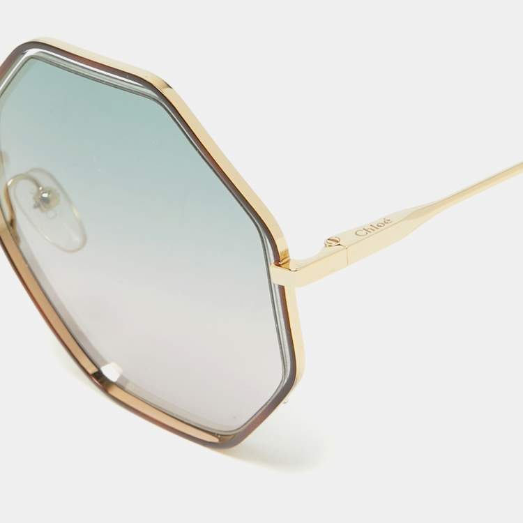 Pre Owned Chloé Green Gradient CE132S Poppy Geometric Sunglasses