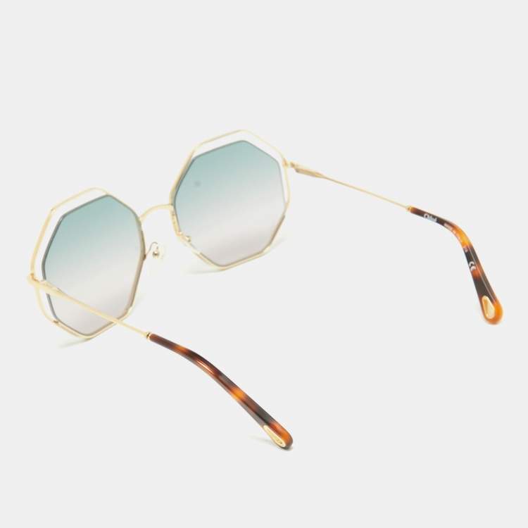 Pre Owned Chloé Green Gradient CE132S Poppy Geometric Sunglasses