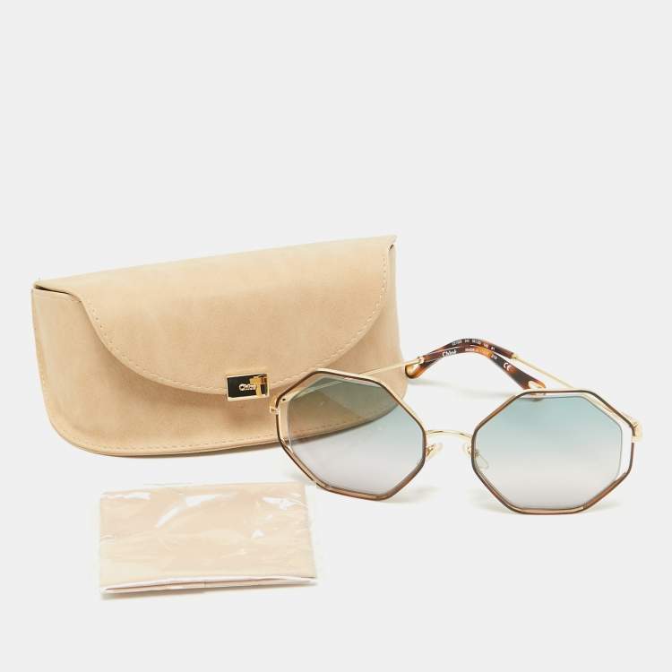 Pre Owned Chloé Green Gradient CE132S Poppy Geometric Sunglasses
