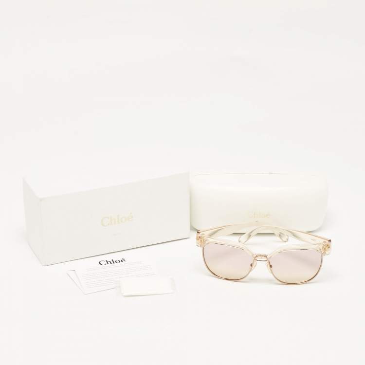 Pre Owned Chloé Beige Gradient CE666S Square Sunglasses